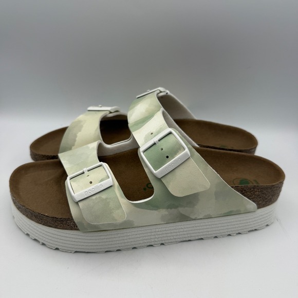 Papillio Birkenstock Arizona Platform Sandals 37 US 6 Watercolor Camo Green - Picture 3 of 8